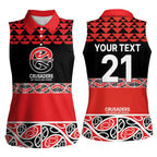 New Zealand Rugby Pacific Custom Women Sleeveless Polo Shirt Whatumoana Maori Kowhaiwhai Pattern