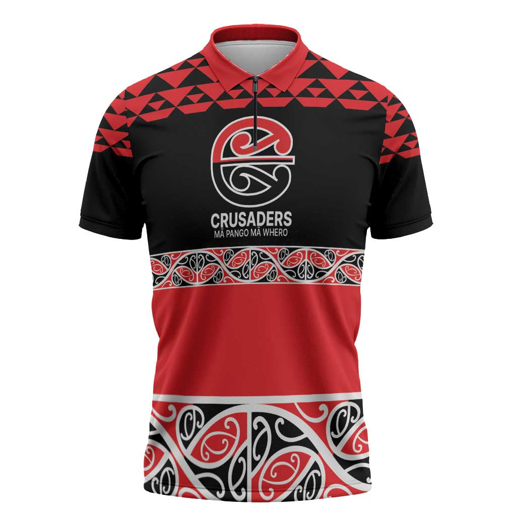 New Zealand Rugby Pacific Custom Zipper Polo Shirt Whatumoana Maori Kowhaiwhai Pattern - Aussie Hoodie