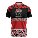 New Zealand Rugby Pacific Custom Zipper Polo Shirt Whatumoana Maori Kowhaiwhai Pattern - Aussie Hoodie