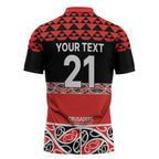 New Zealand Rugby Pacific Custom Zipper Polo Shirt Whatumoana Maori Kowhaiwhai Pattern - Aussie Hoodie