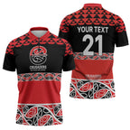 New Zealand Rugby Pacific Custom Zipper Polo Shirt Whatumoana Maori Kowhaiwhai Pattern - Aussie Hoodie
