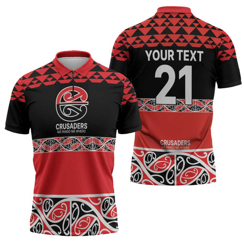 New Zealand Rugby Pacific Custom Zipper Polo Shirt Whatumoana Maori Kowhaiwhai Pattern - Aussie Hoodie