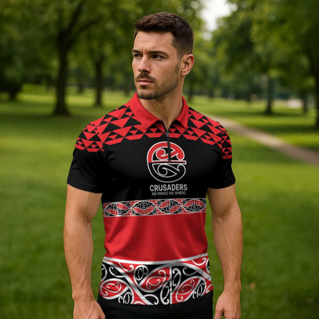 New Zealand Rugby Pacific Custom Zipper Polo Shirt Whatumoana Maori Kowhaiwhai Pattern - Aussie Hoodie