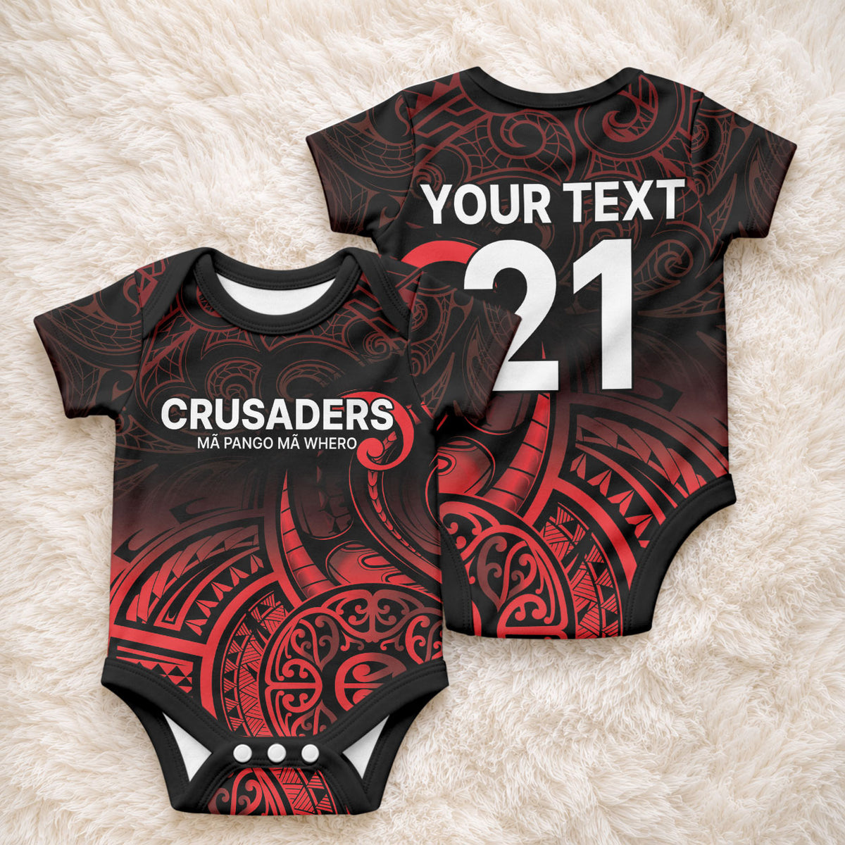 New Zealand Maori Rugby Pacific Custom Baby Onesie Whatumoana Maori Tribal Tattoo