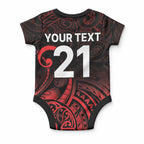 New Zealand Maori Rugby Pacific Custom Baby Onesie Whatumoana Maori Tribal Tattoo
