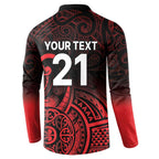 New Zealand Rugby Pacific Custom Button Sweatshirt Whatumoana Maori Tribal Tattoo