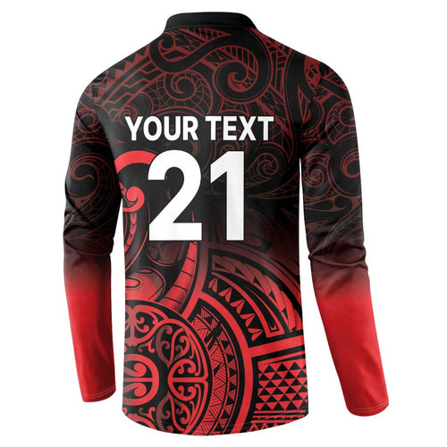 New Zealand Rugby Pacific Custom Button Sweatshirt Whatumoana Maori Tribal Tattoo