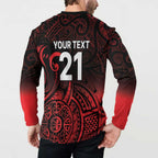 New Zealand Rugby Pacific Custom Button Sweatshirt Whatumoana Maori Tribal Tattoo