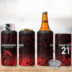 New Zealand Rugby Pacific Custom 4 in 1 Can Cooler Tumbler Whatumoana Maori Tribal Tattoo