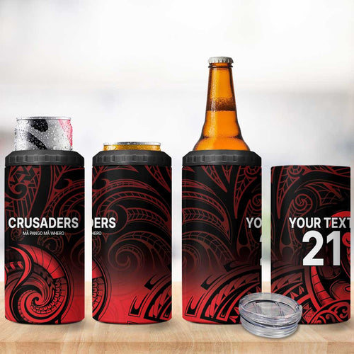 New Zealand Rugby Pacific Custom 4 in 1 Can Cooler Tumbler Whatumoana Maori Tribal Tattoo