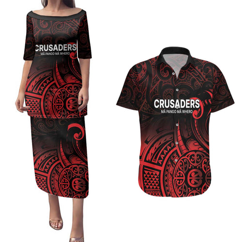 New Zealand Rugby Pacific Custom Couples Matching Puletasi and Hawaiian Shirt Whatumoana Maori Tribal Tattoo