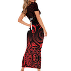 New Zealand Rugby Pacific Custom Family Matching Short Sleeve Bodycon Dress and Hawaiian Shirt Whatumoana Maori Tribal Tattoo