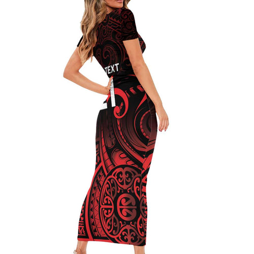 New Zealand Rugby Pacific Custom Family Matching Short Sleeve Bodycon Dress and Hawaiian Shirt Whatumoana Maori Tribal Tattoo