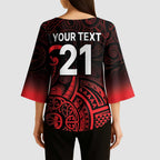 New Zealand Rugby Pacific Custom Kimono Sleeve Blouse Whatumoana Maori Tribal Tattoo - Aussie Hoodie