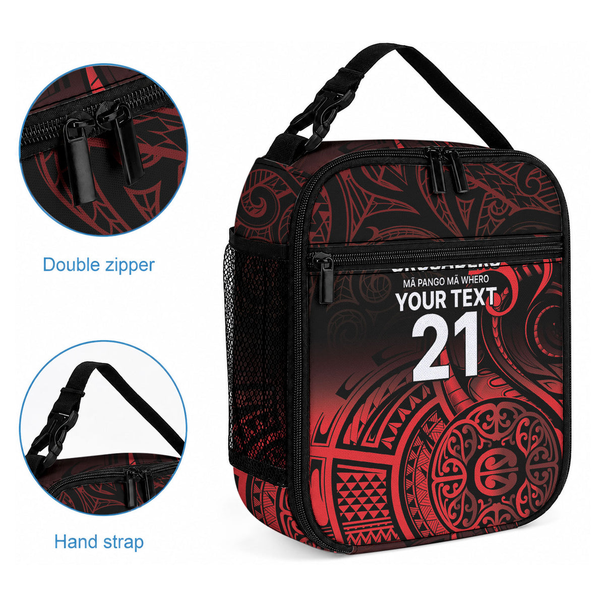 New Zealand Maori Rugby Pacific Custom Lunch Bag Whatumoana Maori Tribal Tattoo