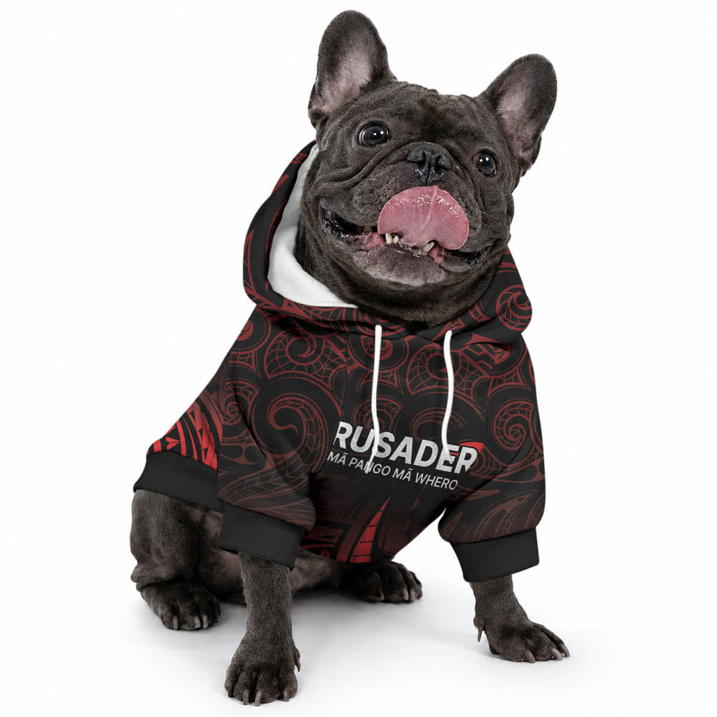 New Zealand Maori Rugby Pacific Custom Pet Hoodie Whatumoana Maori Tribal Tattoo