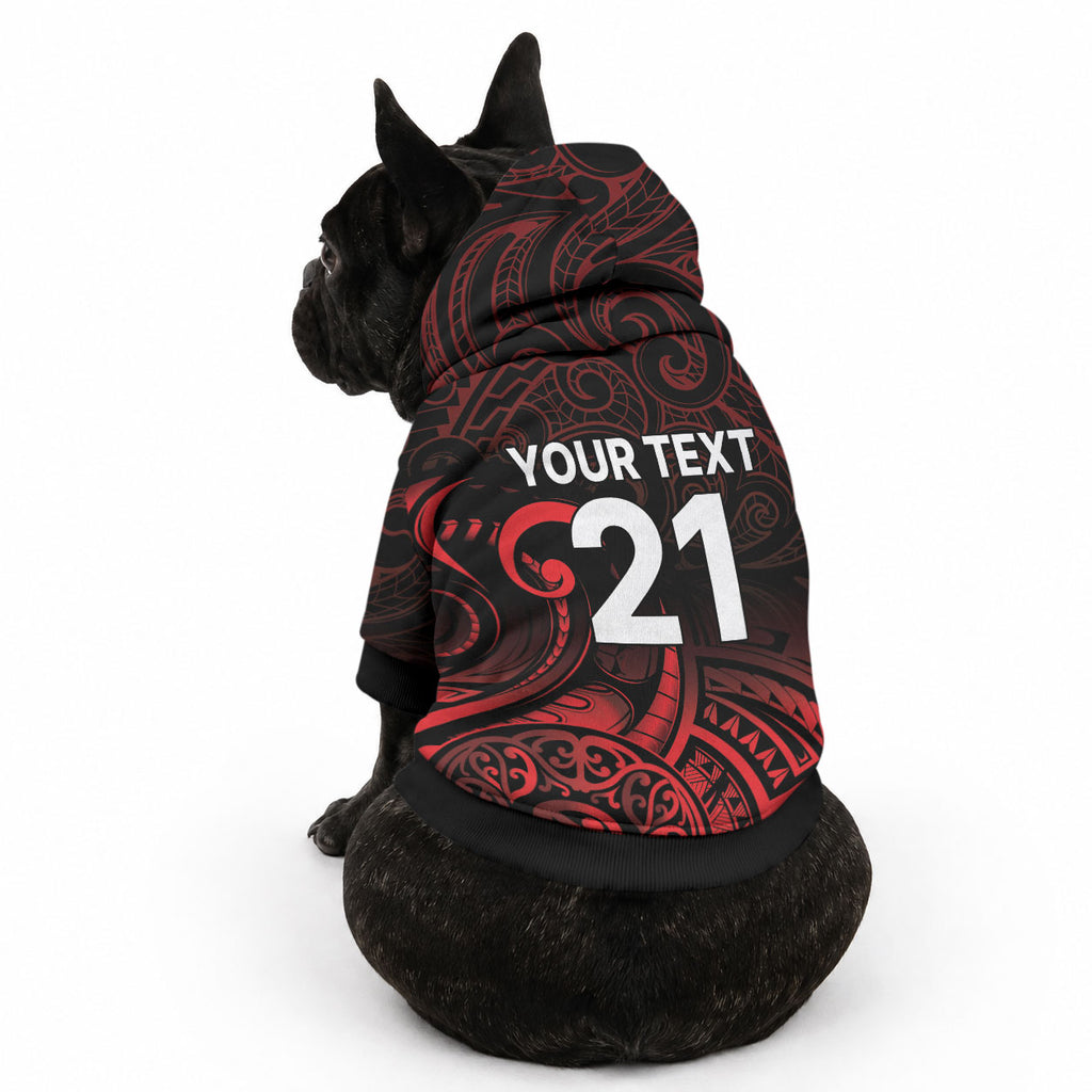 New Zealand Maori Rugby Pacific Custom Pet Hoodie Whatumoana Maori Tribal Tattoo