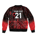 New Zealand Rugby Pacific Custom Sleeve Zip Bomber Jacket Whatumoana Maori Tribal Tattoo