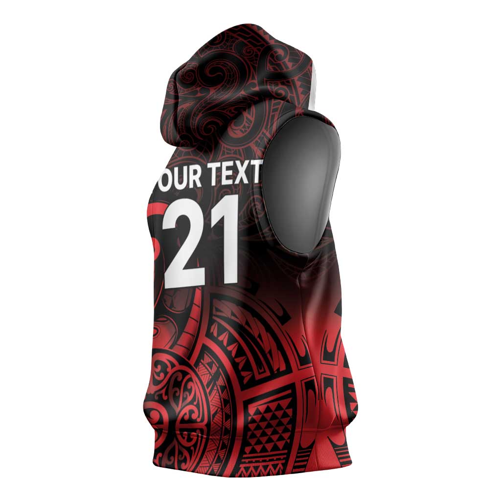 New Zealand Rugby Pacific Custom Sleeveless Hoodie Whatumoana Maori Tribal Tattoo - Aussie Hoodie