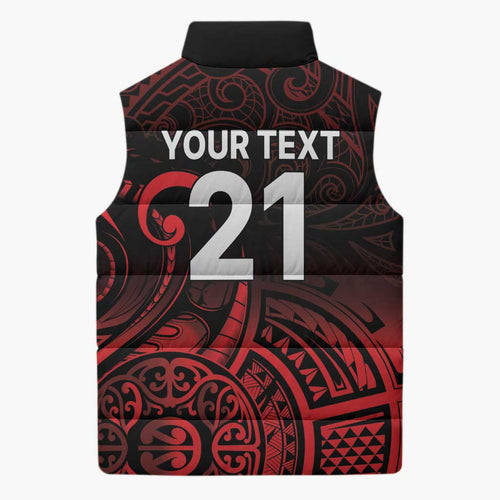 New Zealand Rugby Pacific Custom Sleeveless Puffer Jacket Whatumoana Maori Tribal Tattoo - Aussie Hoodie