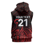 New Zealand Rugby Pacific Custom Sleeveless Zip Hoodie Whatumoana Maori Tribal Tattoo LT9