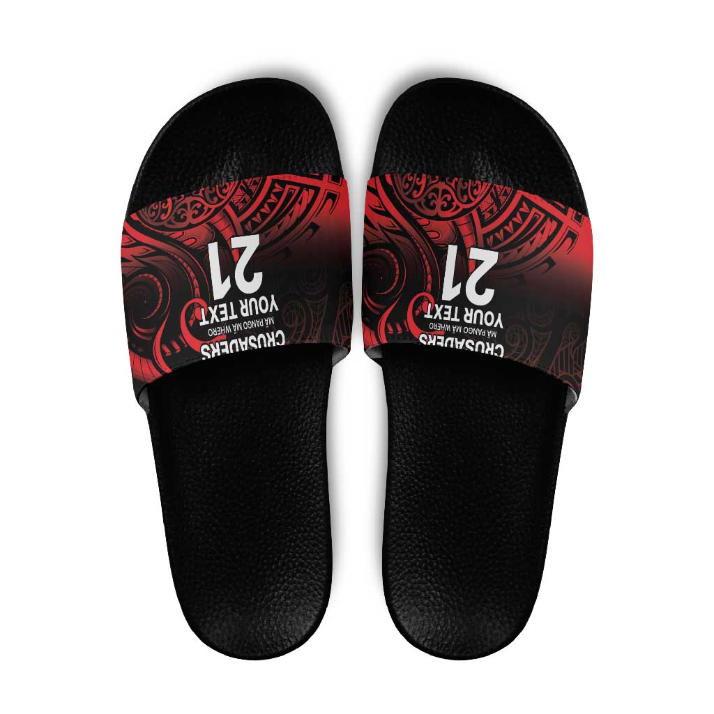 New Zealand Rugby Pacific Custom Slide Sandals Whatumoana Maori Tribal Tattoo - Aussie Hoodie