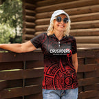 New Zealand Rugby Pacific Custom Women Polo Shirt Whatumoana Maori Tribal Tattoo