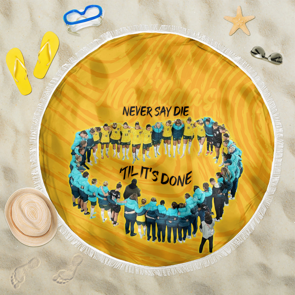 matildas-til-its-done-custom-beach-blanket-australia-womens-soccer-gold-style
