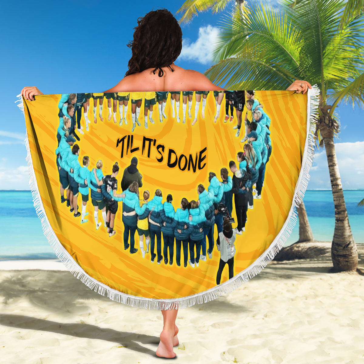 matildas-til-its-done-custom-beach-blanket-australia-womens-soccer-gold-style