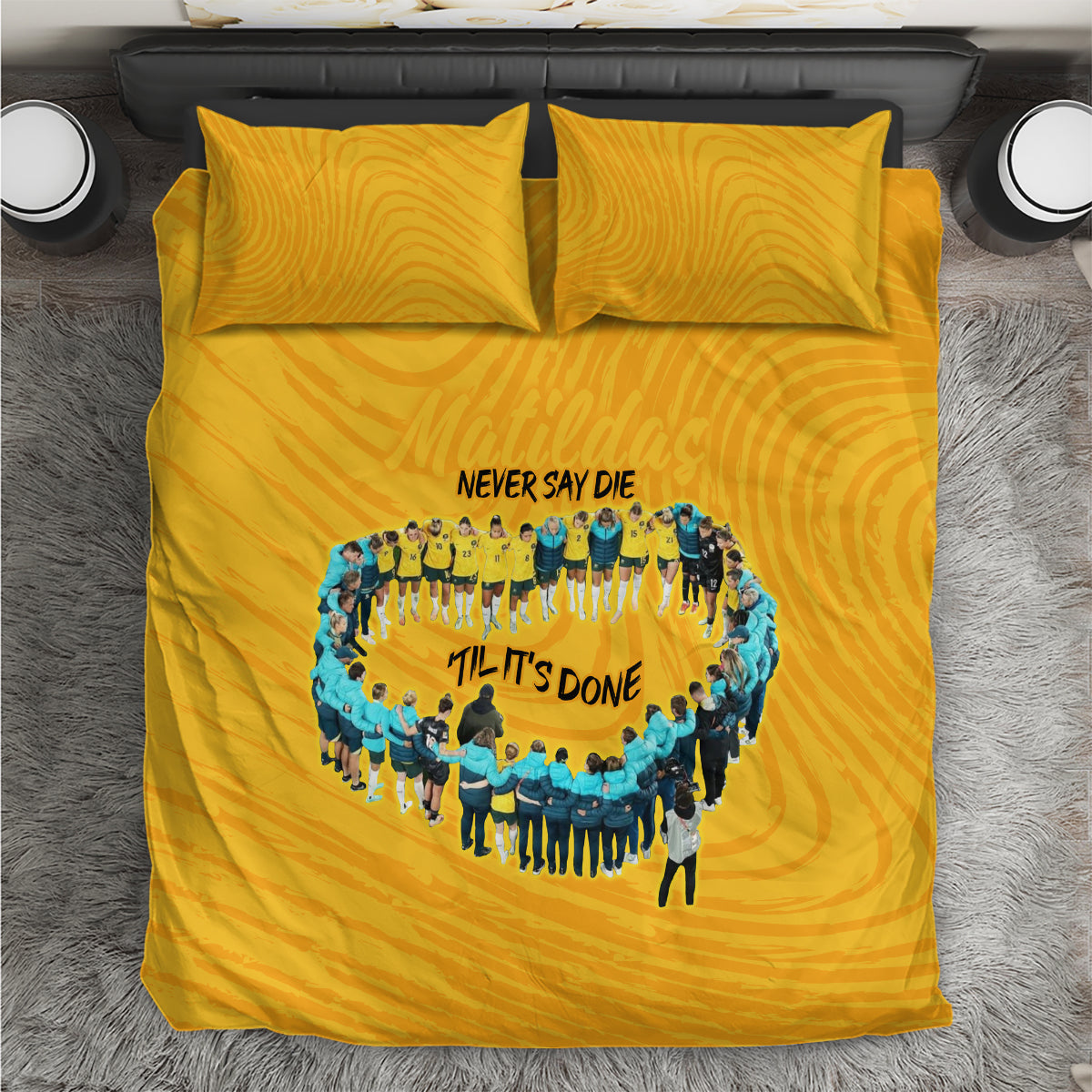 matildas-til-its-done-custom-bedding-set-australia-womens-soccer-gold-style