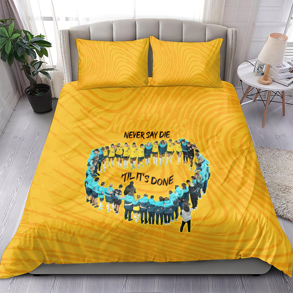 matildas-til-its-done-custom-bedding-set-australia-womens-soccer-gold-style