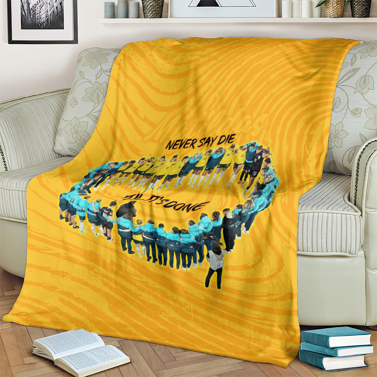 matildas-til-its-done-custom-blanket-australia-womens-soccer-gold-style