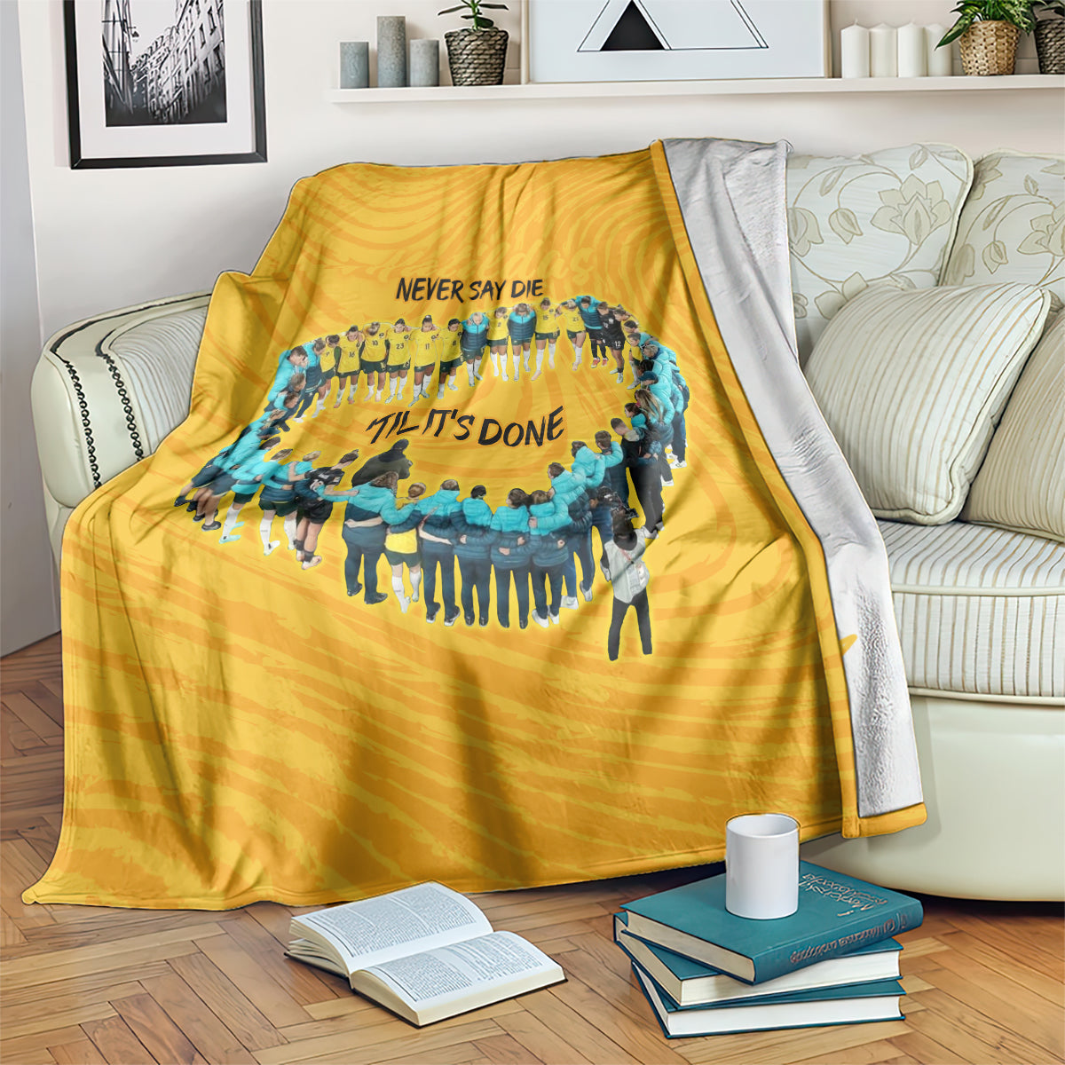 matildas-til-its-done-custom-blanket-australia-womens-soccer-gold-style