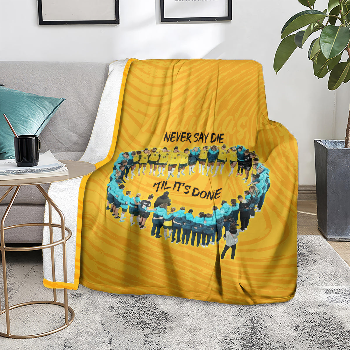matildas-til-its-done-custom-blanket-australia-womens-soccer-gold-style