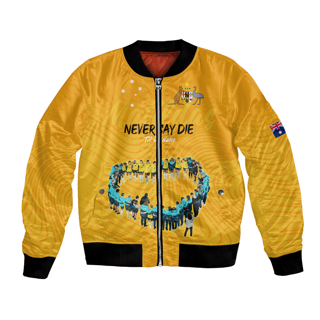 matildas-til-its-done-custom-bomber-jacket-australia-womens-soccer-gold-style