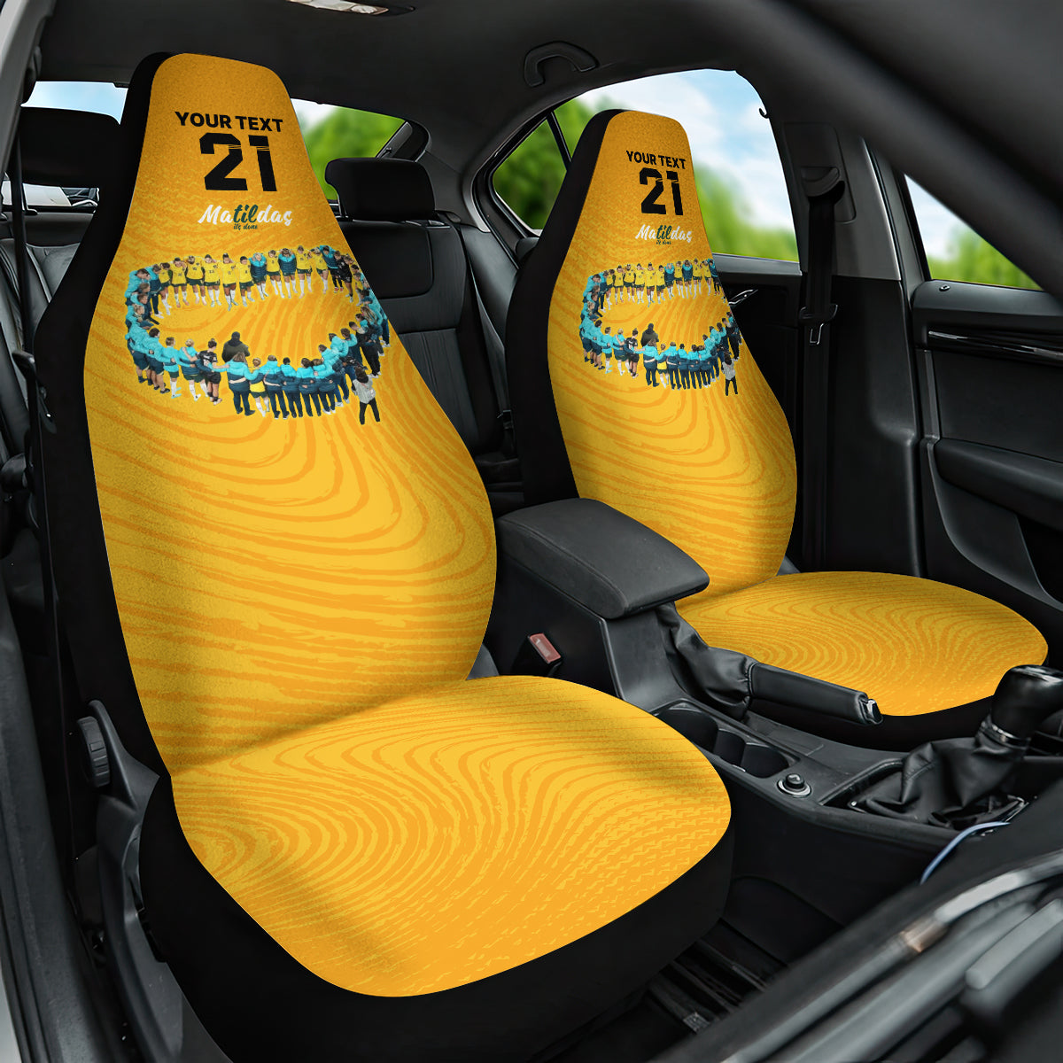 matildas-til-its-done-custom-car-seat-cover-australia-womens-soccer-gold-style