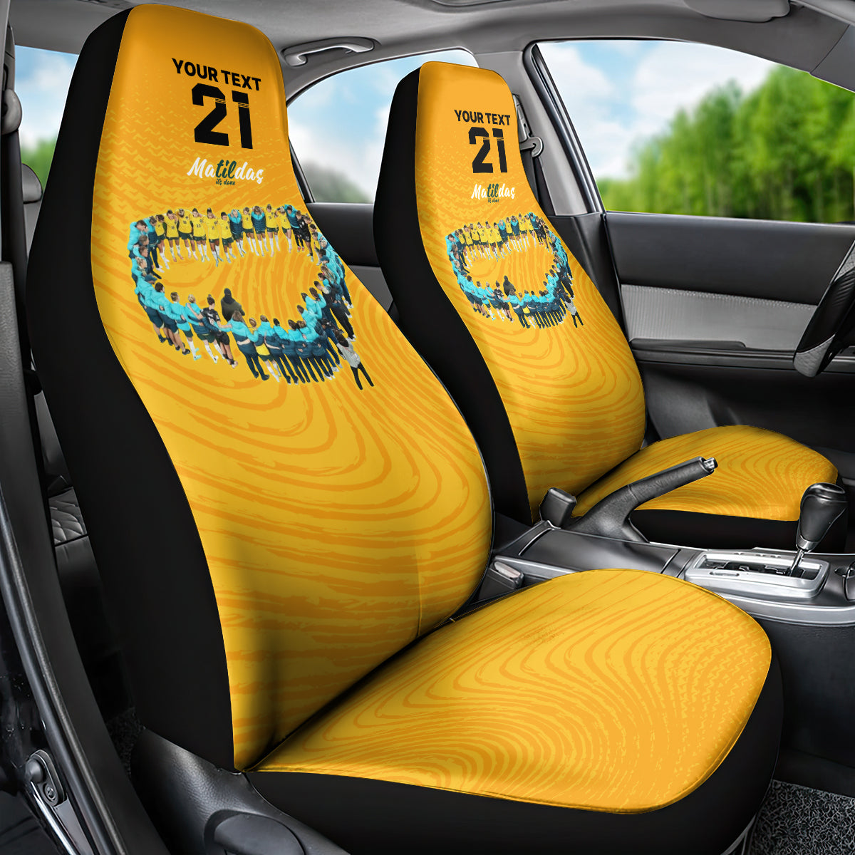 matildas-til-its-done-custom-car-seat-cover-australia-womens-soccer-gold-style