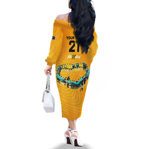 matildas-til-its-done-custom-family-matching-off-shoulder-long-sleeve-dress-and-hawaiian-shirt-australia-womens-soccer-gold-style