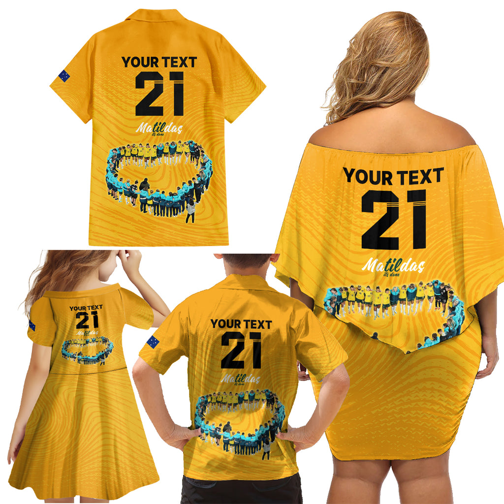 matildas-til-its-done-custom-family-matching-off-shoulder-short-dress-and-hawaiian-shirt-australia-womens-soccer-gold-style