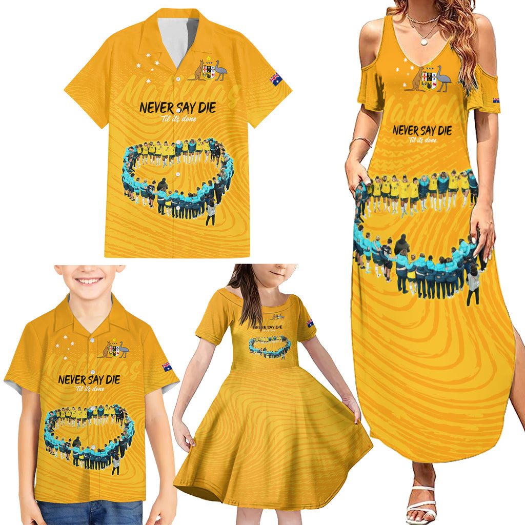 matildas-til-its-done-custom-family-matching-summer-maxi-dress-and-hawaiian-shirt-australia-womens-soccer-gold-style