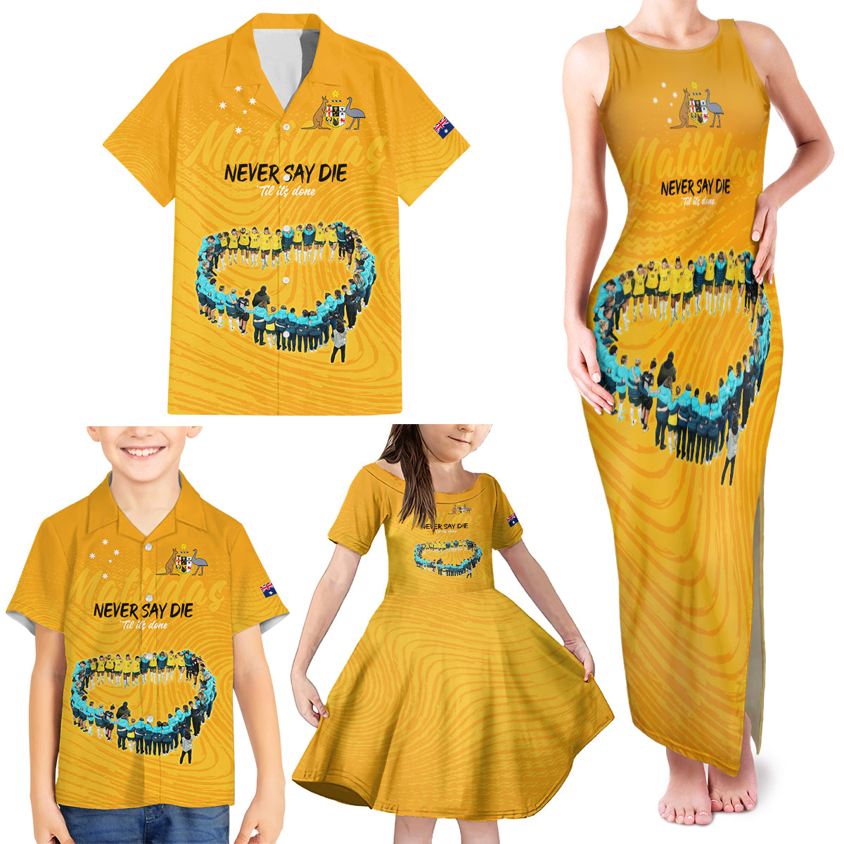 matildas-til-its-done-custom-family-matching-tank-maxi-dress-and-hawaiian-shirt-australia-womens-soccer-gold-style