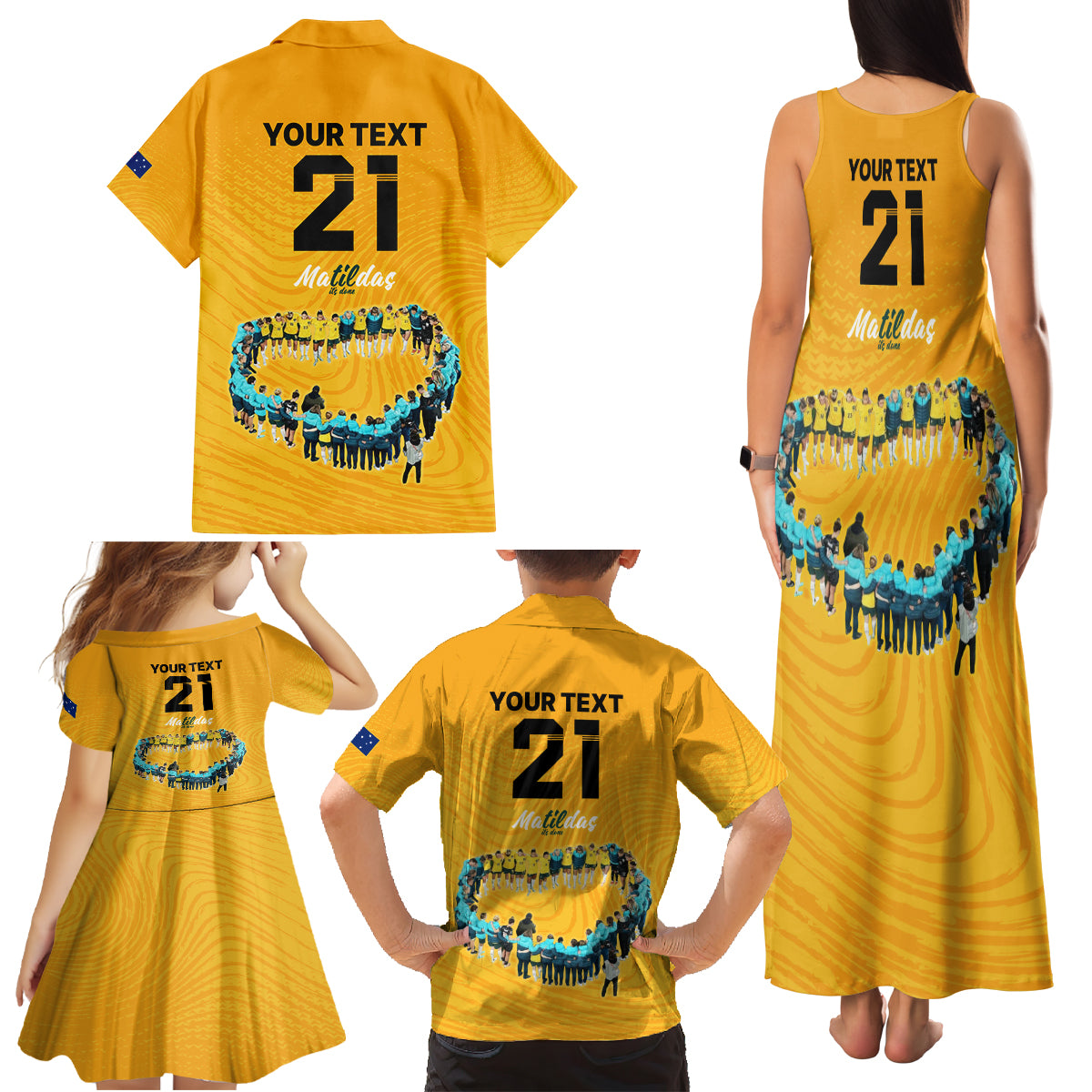 matildas-til-its-done-custom-family-matching-tank-maxi-dress-and-hawaiian-shirt-australia-womens-soccer-gold-style