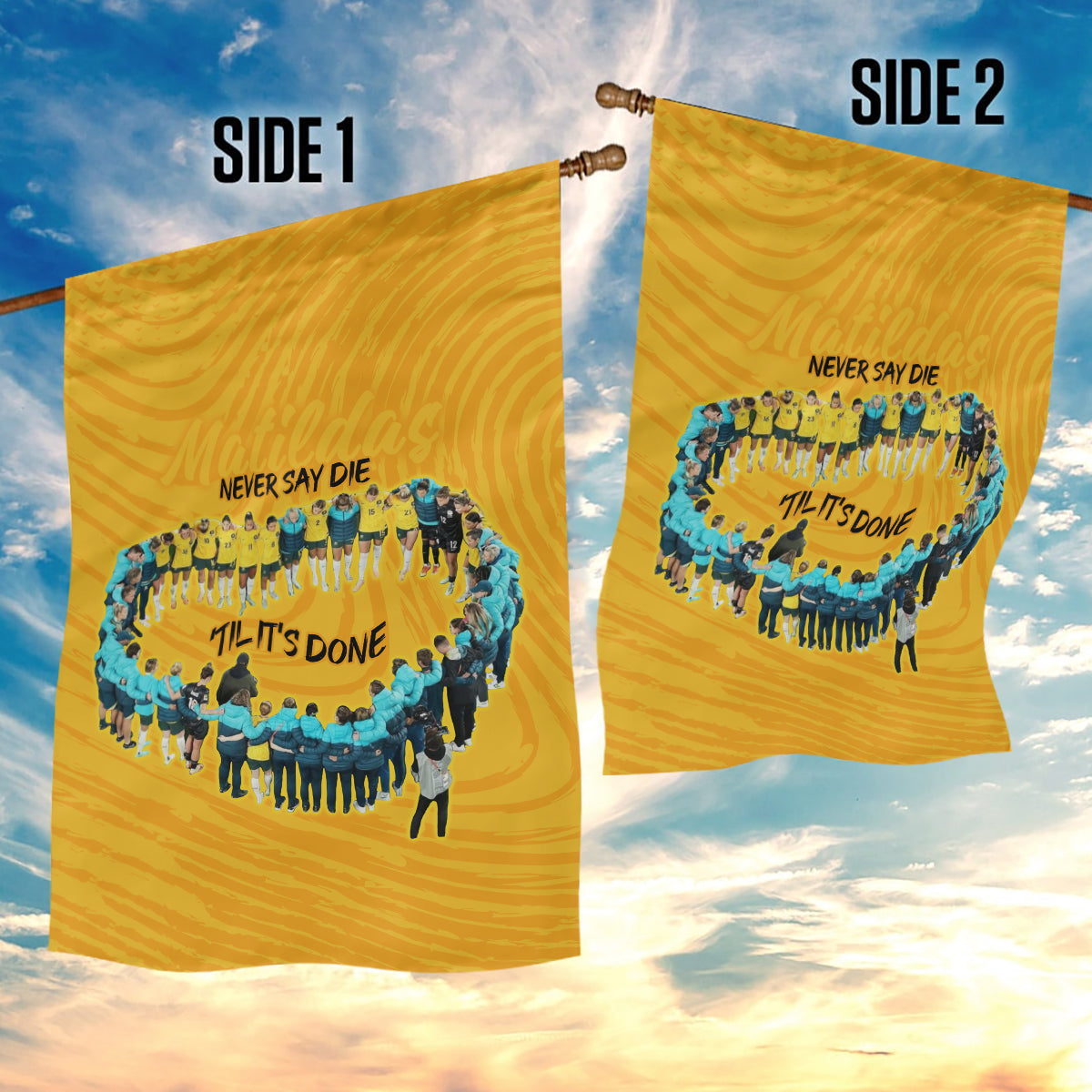 matildas-til-its-done-custom-garden-flag-australia-womens-soccer-gold-style