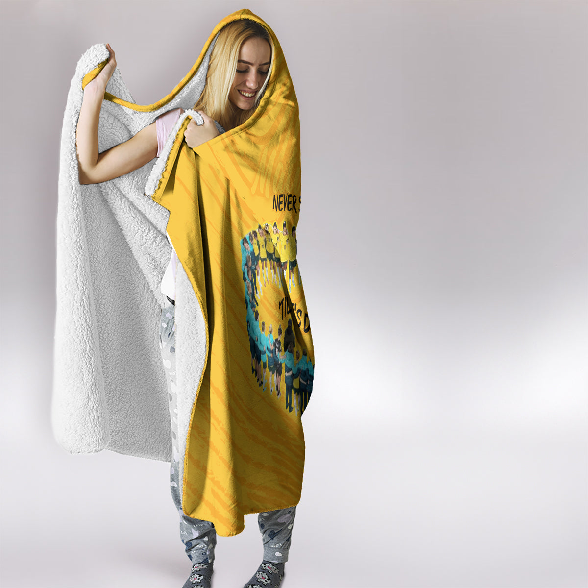 matildas-til-its-done-custom-hooded-blanket-australia-womens-soccer-gold-style