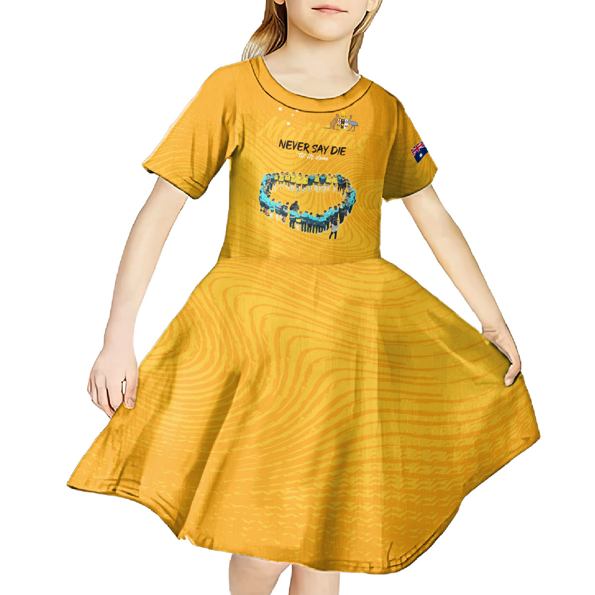 matildas-til-its-done-custom-kid-short-sleeve-dress-australia-womens-soccer-gold-style