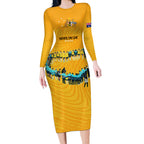 matildas-til-its-done-custom-long-sleeve-bodycon-dress-australia-womens-soccer-gold-style