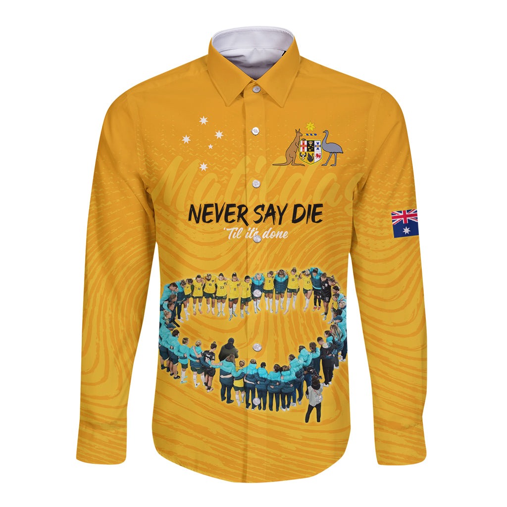 matildas-til-its-done-custom-long-sleeve-button-shirt-australia-womens-soccer-gold-style
