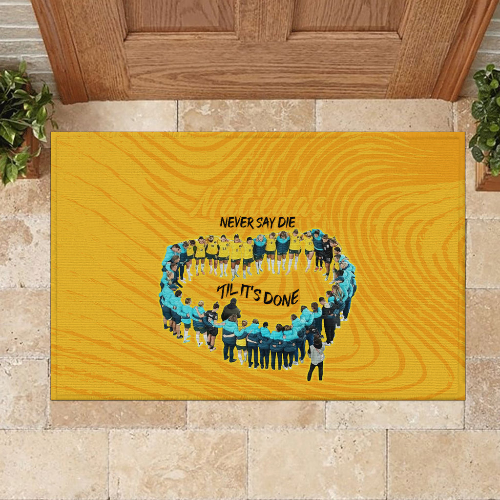 matildas-til-its-done-custom-rubber-doormat-australia-womens-soccer-gold-style