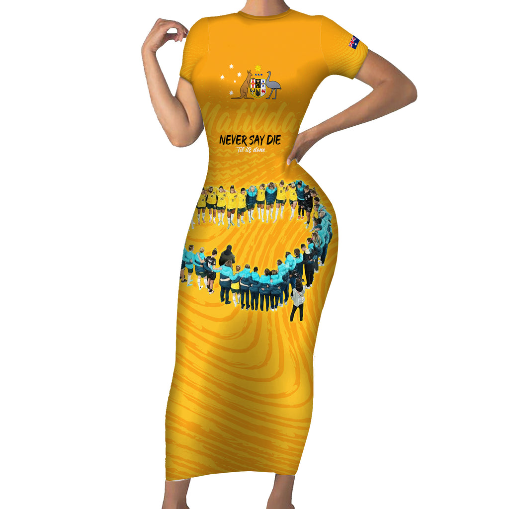 matildas-til-its-done-custom-short-sleeve-bodycon-dress-australia-womens-soccer-gold-style