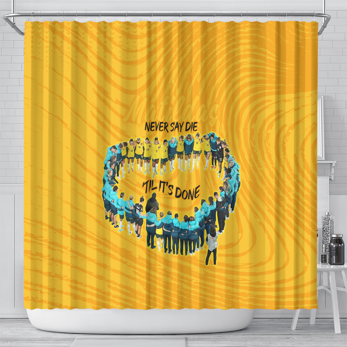 matildas-til-its-done-custom-shower-curtain-australia-womens-soccer-gold-style